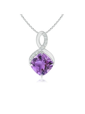 Glitzs Jewels Sterling Silver 1.85Ct Citrine /& White Topaz Cushion-Cut Necklace